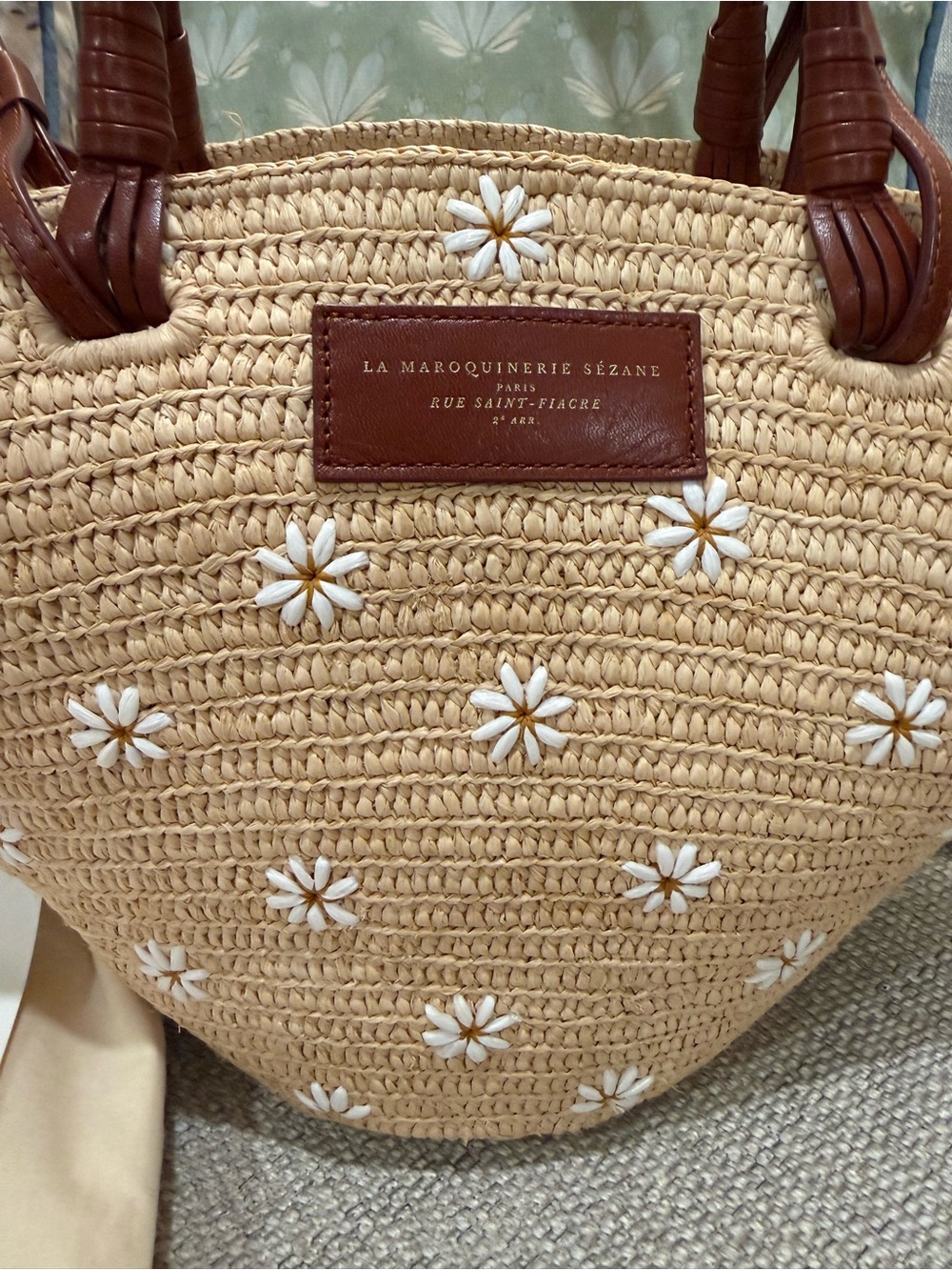 Sezane Justine Basket Bag with Embroidered Flowers - Picture 2 of 16